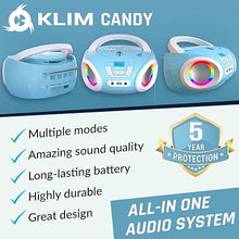 Load image into Gallery viewer, KLIM Candy Kids Boombox CD Player for Kids + New 2024 + FM Radio + Batteries Included + Cute Blue Radio CD Player with Speakers for Kids and Toddlers - Blue
