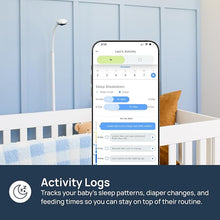 Load image into Gallery viewer, Baby Eye Smart Baby Monitor &amp; Floor Stand, Zero Wearables, Sensor-Free Sleep Breathing Motion Tracker, Cry Detection, Night Vision, 2-Way Audio, AI Monitoring, WiFi Baby Monitor Camera with Phone App
