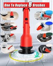 Load image into Gallery viewer, Electric Spin Scrubber Compatible for Milwaukee M18 18V Battery(Battery NOT Included), 1000 RPM Battery Powered Scrubber with Adjustable Extension Arm &amp; 8 Brushes &amp; Gloves for Tub/Tile/Floor
