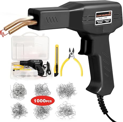 ATOLS Plastic Welder, 1000PCS Staples, Plastic Welding Kit, Hot Stapler Kit, Plastic Welder Gun Kit, Car Bumper Repair Kit, Plastic Repair Kit (Corded, Black)