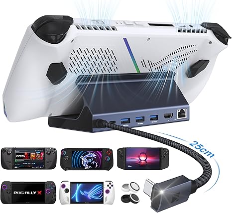 iVANKY 8-in-1 Docking Station for ASUS ROG Ally X/Valve Steam Deck OLED/Lenovo Legion Go/MSI Claw, ROG Alloy/Stream Deck Dock Hub with HDMI 4K@60Hz, 1Gbps Ethernet, 3*USB-A 3.0, 100W USB-C Charge