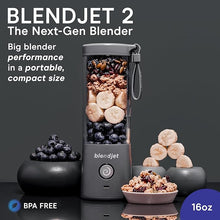 Load image into Gallery viewer, BlendJet Portable Blender for Smoothies &amp; Shakes - 16oz BlendJet 2 Cordless Personal &amp; Small Blender, USB-C Rechargeable &amp; Self Cleaning - Quiet Mini Travel Blender with Stainless Steel Blade (Slate)
