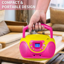 Load image into Gallery viewer, hPlay Gummy P16 Portable CD Player Boombox AM FM Digital Tuning Radio, Aux Line-in, Headphone Jack, Foldable Carrying Handle (Pink)
