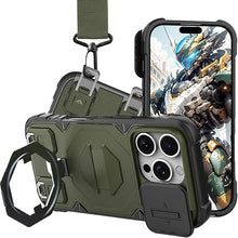 Load image into Gallery viewer, CCSmall for Apple iPhone 16 Pro Case Crossbody Compatible for MagSafe, Military-Grade Protection Adjustable Lanyard Case wiht Kickstand &amp; Slide Camera Cover for iPhone 16 Pro JZ Green
