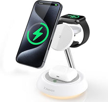 Load image into Gallery viewer, 3 in 1 Wireless Charging Station, Wireless Charger Stand with Night Light, Fast Charging for iPhone 15 Pro 14 13 12 Max/Mini/Plus, for Apple Watch 8 7 6 5 4 3 2 SE, for AirPods Pro 3 2 (White)
