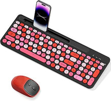 Load image into Gallery viewer, Bluetooth Keyboard and Mouse Wireless,Multi-Device Rechargeable Keyboard and Mouse Combo with Phone Holder BT 5.0+3.0+2.4GHz Quiet Ergonomic Compatible with Mac/Windows/iOS/Android(Black Pink)
