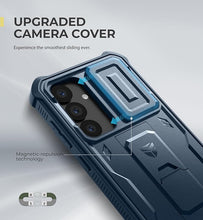Load image into Gallery viewer, Dexnor for Samsung Galaxy S25 Case with Built-in Slide Camera Cover &amp; Screen Protector &amp; Kickstand,Heavy-Duty Shockproof Rugged Case Full-Body Bumper Protective Cover for Galaxy S25(2025),Navy Blue
