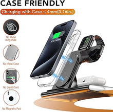 Load image into Gallery viewer, 3 in 1 Foldable Charging Station for Apple Products,Fast Wireless Charger Travel Dock Adapter&amp;Light for iPhone 16/15/14/13/12/11/X/XS,for iWatch 10/9/8/7/Ultra2/Ultra/SE,for AirPods 4/3/2/Pro/2(black)
