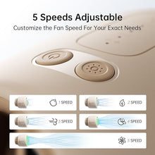 Load image into Gallery viewer, JISULIFE Stroller Fan Large, Battery Baby Crib Fan, Portable Desk Car Seat Camping Fan with 5 Speeds, Air Purify and Air Turbo Tech, Bladeless, Food-Grade Gifts for Outdoor, Treadmill, Golf - Brown
