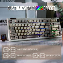 Load image into Gallery viewer, EPOMAKER RT100 Mechanical Keyboard, Retro Gaming Keyboard with Display Screen, BT5.0/2.4G/USB-C 97 Keys Gasket Custom Keyboard, Hot Swappable, NKRO, with Knob for Win/Mac (Sea Salt Silent Switch)
