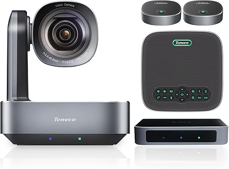 Tenveo VLGroup All-in-One 4K Conference Camera with M6B Bluetooth Speakerphone System with 2 Expansion mics 12X Optical Zoom Wide View Angle Lens Works with Zoom Skype Teams(VL12U+M6)