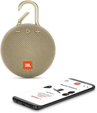 Load image into Gallery viewer, JBL Clip 3, Desert Sand - Waterproof, Durable &amp; Portable Bluetooth Speaker - Up to 10 Hours of Play - Includes Noise-Cancelling Speakerphone &amp; Wireless Streaming
