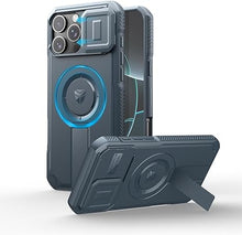 Load image into Gallery viewer, Dexnor for iPhone 16 Pro Max Case with Slide Camera Cover &amp; Adjustable Kickstand, Magnetic Rugged Shockproof Bumper Cases Heavy-Duty Magnetic Protective Cover,Navy Blue
