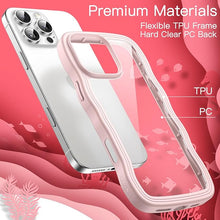 Load image into Gallery viewer, JETech Wavy Case for iPhone 16 Pro Max 6.9-Inch, Cute Wave Frame Curly Shape Shockproof Phone Cover for Women and Girls, Clear Hard PC Back (Pink)
