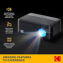 Load image into Gallery viewer, KODAK FLIK X1 Mini Pico Projector | Portable Compact 100” Projector with Remote Control &amp; 2W Speakers Plays Movies, TV Shows &amp; Games | Compatible with HDMI, USB, AV, Smartphone, Firestick Black
