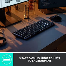 Load image into Gallery viewer, Logitech MX Mechanical Wireless Illuminated Performance Keyboard, Tactile Quiet Switches, Bluetooth, USB-C, macOS, Windows, Linux, iOS, Android, Graphite - With Free Adobe Creative Cloud Subscription

