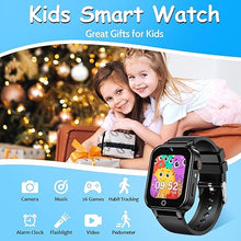 Load image into Gallery viewer, 1.5 Inches Kids Smart Watch for Boys Girls, 26 Puzzle Games, Smartwatch with Camera, Pedometer, Video Voice Music Player Learning Card,Christmas Birthday Gift for 3-12 Years Children (Black)
