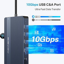 Load image into Gallery viewer, 14 in 1 USB C Docking Station Dual HDMI Monitor, Laptop Docking Station Triple Display, 2*4K60 HDMI, 1080p VGA, Ethernet, 3 USBC 10Gbps,100W PD, SD/TF 3.0, Audio - For MacBook, Dell, Lenovo, Surface
