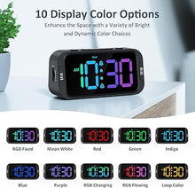 Load image into Gallery viewer, Digital Dual Alarm Clock for Bedroom: RGB Electric Clock with USB Charger for Kids Teens - Dimmable Clock with Weekday Weekend Mode for Bedside Desk
