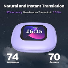 Load image into Gallery viewer, AI Language Translator Earbuds,3-in-1 Translation Device, Supports 144 Languages &amp; Accents, Real-Time Translation with 8 Offline Language Packs, Perfect for Travel Business and Learning(Purple)
