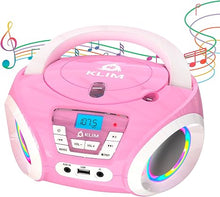 Load image into Gallery viewer, KLIM Candy Kids Portable CD Player for Kids - New Version 2024 - FM Radio - Batteries Included - CD Boombox for Kids - Cute Pink Radio cd Player with Speakers for Kids and Toddlers - Pink
