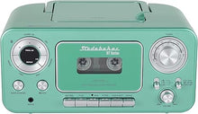 Load image into Gallery viewer, Studebaker Bluetooth Portable Stereo CD, AM/FM Stereo Radio and Cassette Player/Recorder (Teal &amp; Silver)
