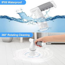 Load image into Gallery viewer, Electric Spin Scrubber, Shower Scrubber with Handle, Waterproof Portable Bathroom Cleaner Brush, Cordless Electric Cleaning Brush with 5 Replaceable Brush Heads for Floor Tile Tub Wall Window Kitchen
