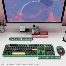 Load image into Gallery viewer, Wireless Keyboard,KOOTOP Cute Colorful 104 Keys Typewriter Retro Round Keycaps Keyboard for PC Laptop,Desktop,Windows, Home and Office Keyboards (Black Green)
