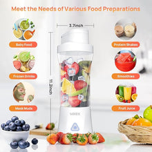 Load image into Gallery viewer, 360W Rechargeable Portable Blender for Shakes and Smoothies, 22OZ Mini Personal Blender with 6 Blades 6000mAh battery on the go, Strong Cutting Bender Bottle Electric Cup for Home, Kitchen, Gym White
