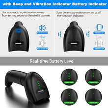 Load image into Gallery viewer, Symcode 2D Wireless Barcode Scanner with Auto-Sensing Stand,Putting on Stand to Scan Automatically Sense Scanning Barcode Scanner with Battery Level Indicator and Multiple Scanner to One Receiver
