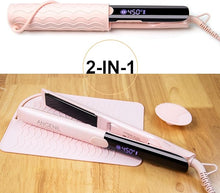 Load image into Gallery viewer, ANGENIL Titanium Flat Iron Hair Straightener and Curler 2 in 1, Anti-Scald Silicone Dual Voltage Hair Straightener, Ionic Pink Flat Iron with Heat Resistant Silicone Mat, Facial Cleansing Brushes
