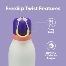 Load image into Gallery viewer, Owala FreeSip Twist Insulated Stainless Steel Water Bottle with Straw for Sports and Travel, BPA-Free, 24-oz, Purple/Green (Minty Horizons)
