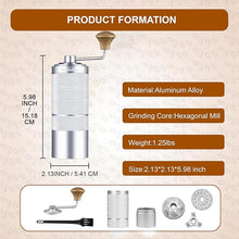 Load image into Gallery viewer, M6 Manual Coffee Grinder,Coffee Burr Grinder with 24 Grinding Settings,Espresso Grinder With Sharp Hexagonal Mill Core &amp; Walnut Handle,Portable Mini Coffee Grinder for Office Travel Camping
