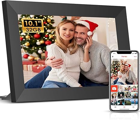 Digital Picture Frame WiFi, 10.1 Inch Frameo Digital Photo Frame 32GB Memory, IPS Touch Screen, Auto-Rotate, Share Pictures Videos Instantly, Wedding, Birthday, Gift for Mom, Dad, Grandparents