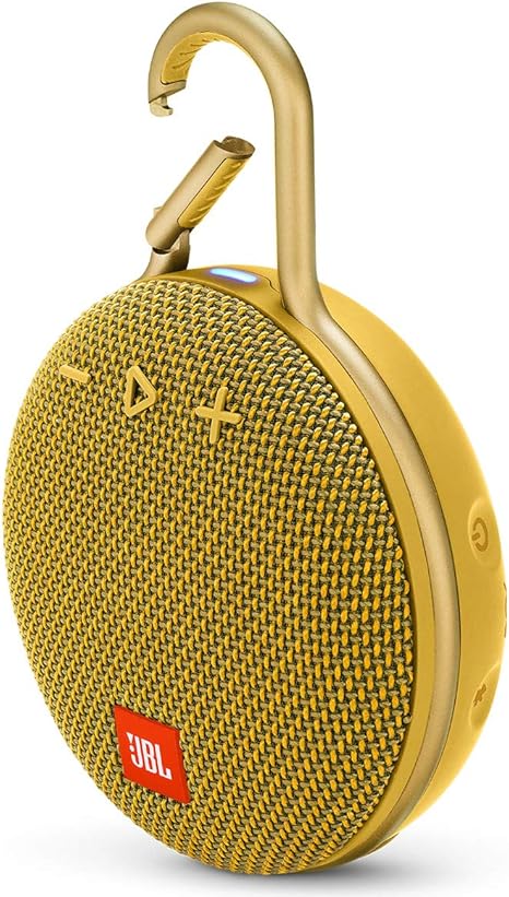 JBL Clip 3, Mustard Yellow - Waterproof, Durable & Portable Bluetooth Speaker - Up to 10 Hours of Play - Includes Noise-Cancelling Speakerphone & Wireless Streaming