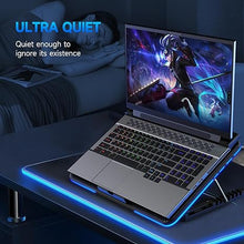 Load image into Gallery viewer, LIANGSTAR Laptop Cooling Pad, Laptop Cooler with 6 Quiet Fans for 12-17 Inch Notebook Gaming Fan Stable Stand, 7 Height &amp; Wind Speed Adjustable, Blue LED Light can Turned Off?2 USB Port &amp; Phone Holder
