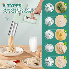 Load image into Gallery viewer, Newhai Handheld Portable Pasta Maker 5-in-1 Cordless Pasta Machine with Shaping Disc Electric Noodle Maker for Homemade Spaghetti Ramen
