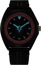 Load image into Gallery viewer, Citizen Men's Eco-Drive Marvel Tony Stark 63 Black Ion Plated Watch with Black Leather Strap, 3 Hand, Luminous, 43mm (Model: AW2075-05W)
