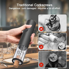 Load image into Gallery viewer, Electric Wine Opener，Rechargeable Automatic Wine Corkscrew with Foil Cutter，Type-C Charging Wine Openers With LED Light For Home Party

