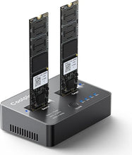 Load image into Gallery viewer, M.2 NVME/SATA Duplicator, Coolpie CR121 Dual-Bay Offline Clone M.2 NVME/SATA Docking Station,USB3.2 Gen2*2 20Gbps M.2 Cloner for SSD Size 2230/2242/2260/2280/22110
