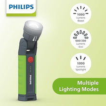 Load image into Gallery viewer, Philips Xperion 3000 Zoom Rechargeable LED Work Light, 1000 Lumen Professional Handheld Flashlight with Magnetic Base, Unique Zoom in and Out Lens and Hanger Hook for Mechanics, Handyman, Outdoor Use
