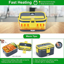 Load image into Gallery viewer, Electric Lunch Box Food Heater, 80W High-Power Food Warmer, 12V 24V 110V 3 in1 Portable Microwave for Car and Home, with Detachable 304 Stainless Steel Container Fork and Spoon
