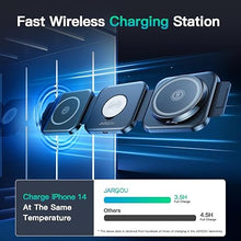 Load image into Gallery viewer, 3 in 1 Charging Station for iPhone 16/15/14/13/12 Series, Travel Charger for Multiple Devices for AirPods 4/3/2/Pro,Wireless Charger Magnetic Charging for Apple Watch S10 Series(Black)
