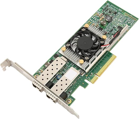 10Gb PCI-E Network Card Dual SFP Port NIC Network Card PCIe Ethernet Adapter with Cooling Fan Multifunction Express LAN Adapter for Server and Switching