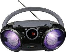 Load image into Gallery viewer, SINGING WOOD CD Boombox Portable/w Bluetooth USB MP3 Player AM/FM Radio AUX Headset Jack LED Backlit (Phantom Black)
