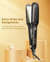 Load image into Gallery viewer, Wavytalk Hair Straightener, Titanium 1.75 Inch Wide Flat Iron for Hair, Professional Straightener with Dual Voltage Leave Hair Silky Smooth, Black
