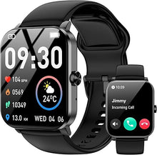 Load image into Gallery viewer, Smart Watch, 1.85&quot; HD Smartwatch for Men Women (Answer/Make Calls), Fitness Watch with 120+ Sports Modes, IP68 Waterproof, Heart Rate/Sleep Monitor, Activity Trackers for iOS/Android (Black)
