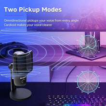 Load image into Gallery viewer, Retekess TG201 Gaming Microphone, Noise Cancellation Condenser mic with Mute, Turnable RGB Lights, Monitoring, Card/Omin, Microphone for pc, Compatible with PS4/5, MacOS, Windows
