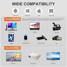 Load image into Gallery viewer, Wireless HDMI Transmitter and Receiver,Plug and Play,Portable 2.4G/5G Wireless HDMI Extender Kit Image Audio Video Streaming to HDTV/Projector/Monitor from Laptop,PC,Camera,Cable Box
