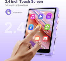 Load image into Gallery viewer, MP3 Player Bluetooth 5.3, SWOFY 64GB Mp3 Music Player with Touch Screen, Portable Digital Audio Player with HD Speaker FM Radio, Support up 128GB Purple
